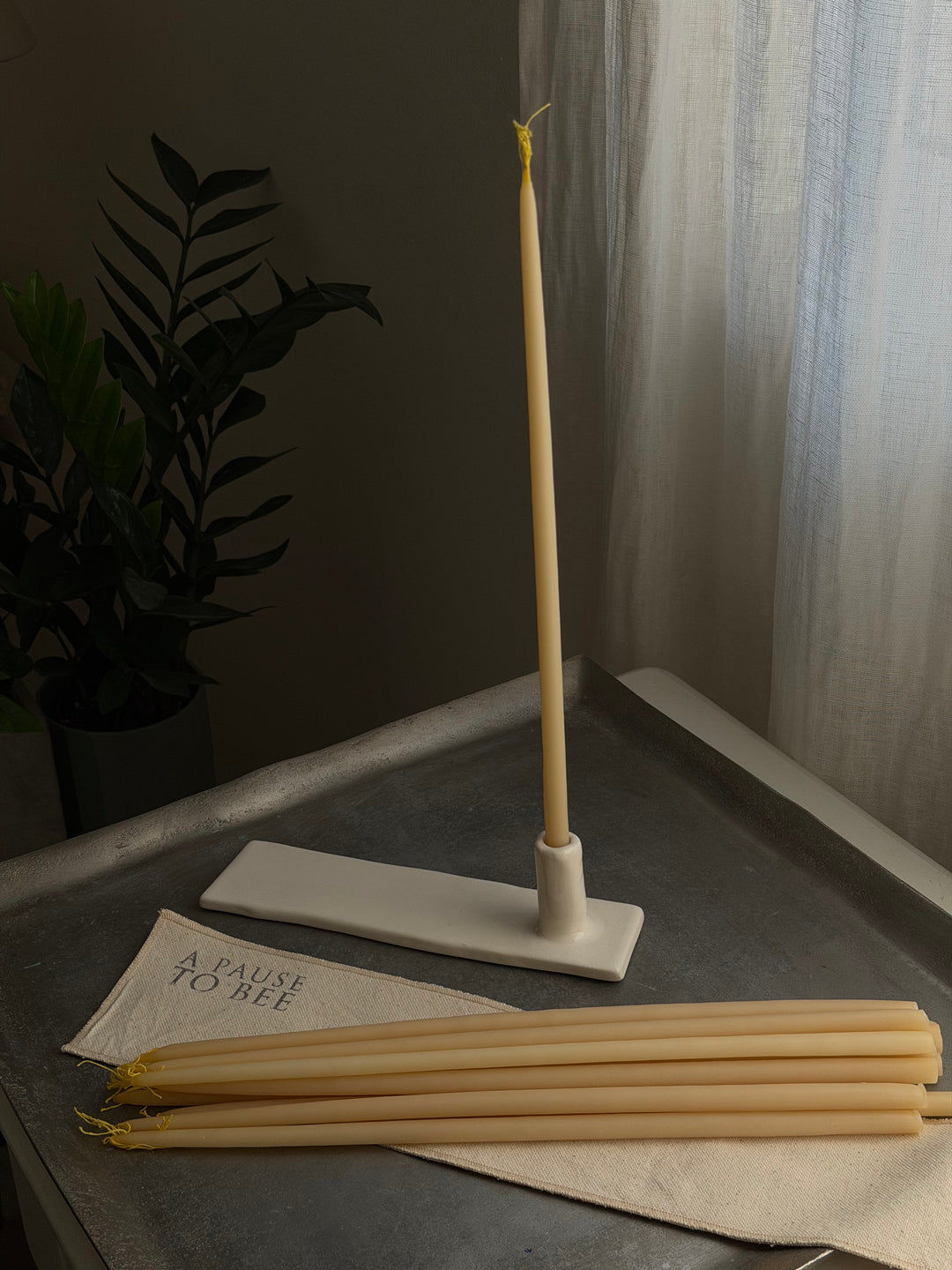 TALL BEESWAX TAPERS