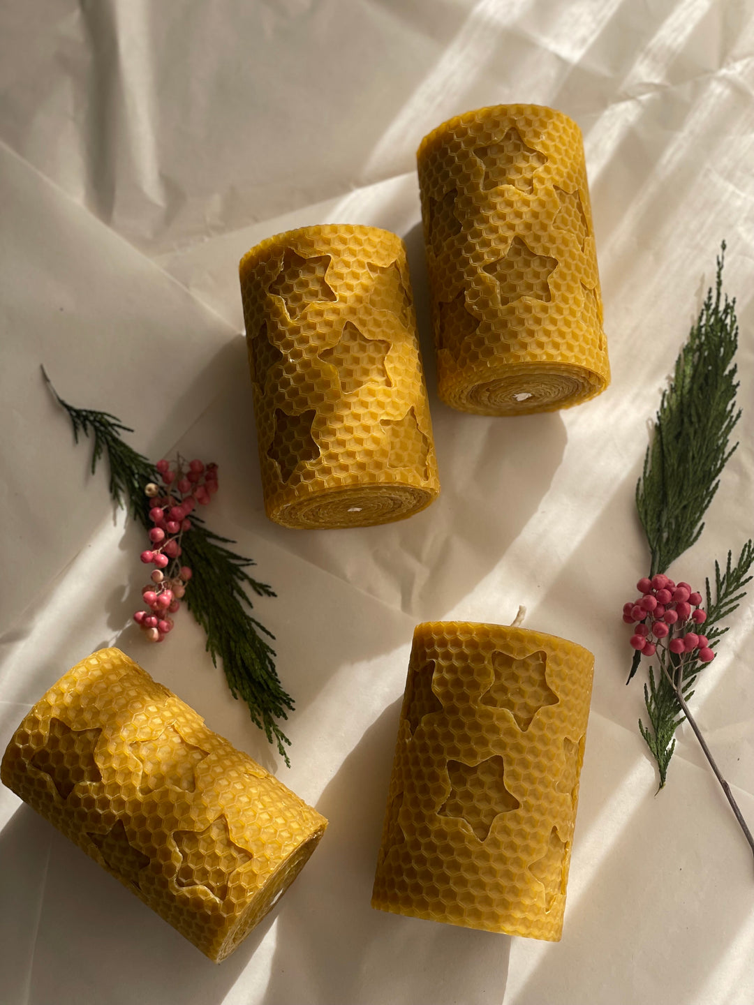 Christmas Rolled Beeswax Candles